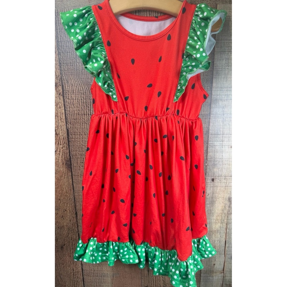 Boutique Girls Strawberry Summer Dress 4T Ruffle Sleeve